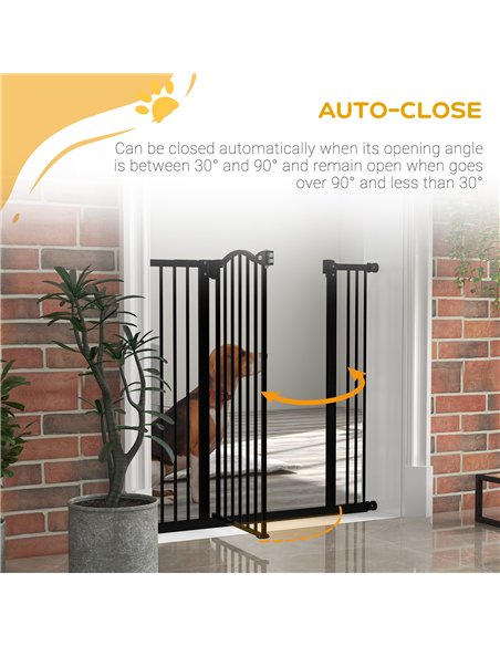 PawHut Pressure Fit Dog Stair Gate No Drilling Safety Gate Auto Close for Doorways, Hallways, 74-100cm Adjustable, 94cm Tall, Bl - pic 143475 | FastDaddyshop