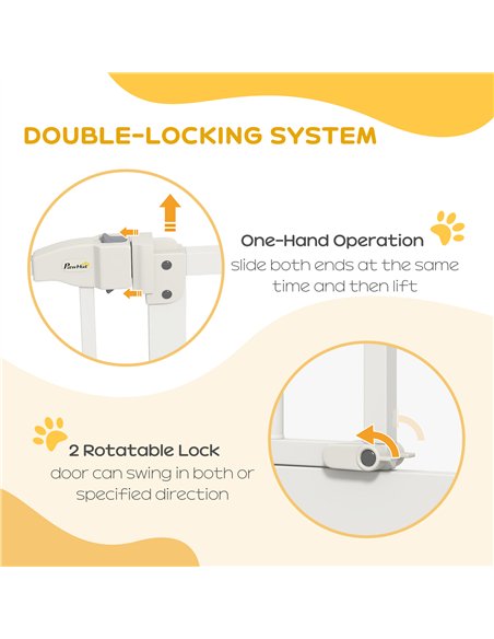 PawHut Metal 74-80cm Adjustable Pet Gate Safety Barrier w/ Auto-Close Door White - pic 143501 | FastDaddyshop