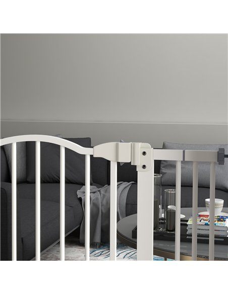 PawHut Metal 74-80cm Adjustable Pet Gate Safety Barrier w/ Auto-Close Door White - pic 143505 | FastDaddyshop