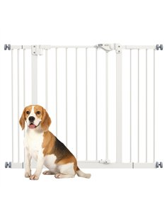 PawHut Metal 74-100cm Wide Adjustable Dog Gate Black