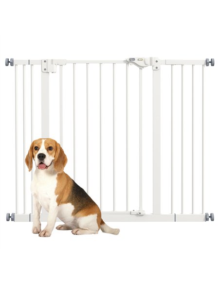 PawHut Metal 74-100cm Wide Adjustable Dog Gate Black - pic 143507 | FastDaddyshop