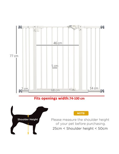 PawHut Metal 74-100cm Wide Adjustable Dog Gate Black - pic 143509 | FastDaddyshop