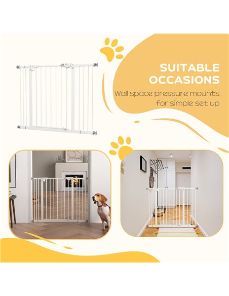PawHut Metal 74-100cm Wide Adjustable Dog Gate Black - pic 143512 | FastDaddyshop