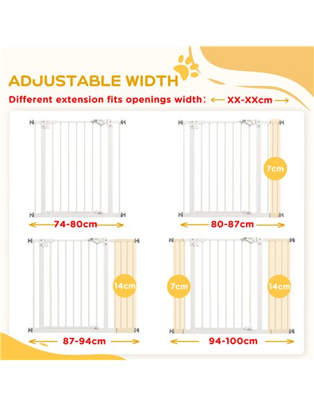 PawHut Metal 74-100cm Wide Adjustable Dog Gate Black - pic 143513 | FastDaddyshop