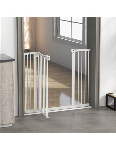 PawHut Metal 74-100cm Wide Adjustable Dog Gate Black