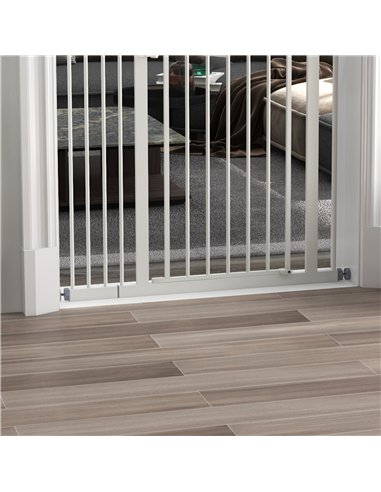 PawHut Metal 74-94cm Adjustable Pet Gate Safety Barrier w/ Auto-Close Door White
