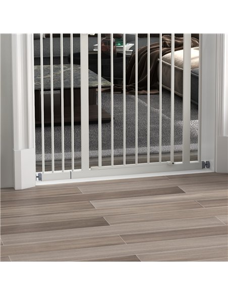 PawHut Metal 74-94cm Adjustable Pet Gate Safety Barrier w/ Auto-Close Door White - pic 143524 | FastDaddyshop