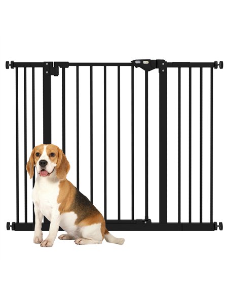 PawHut Metal 74-100cm Wide Adjustable Dog Gate Black - pic 143525 | FastDaddyshop