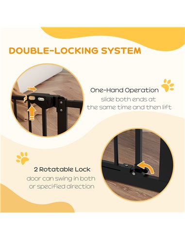 PawHut Metal 74-100cm Wide Adjustable Dog Gate Black