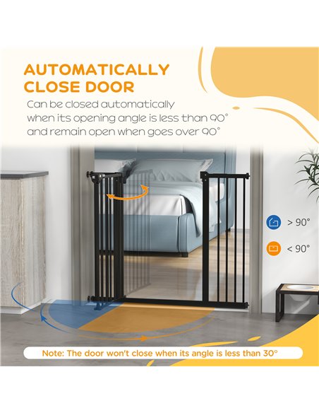 PawHut Metal 74-100cm Wide Adjustable Dog Gate Black - pic 143529 | FastDaddyshop