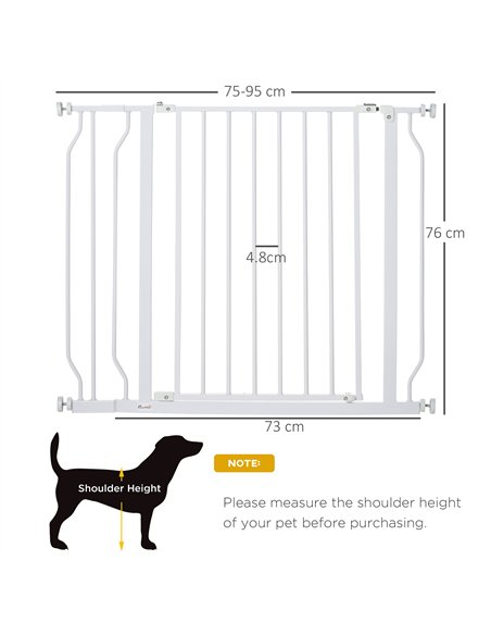 PawHut Wide Dog Safety Gate, with Door Pressure, for Doorways, Hallways, Staircases - White - pic 143554 | FastDaddyshop