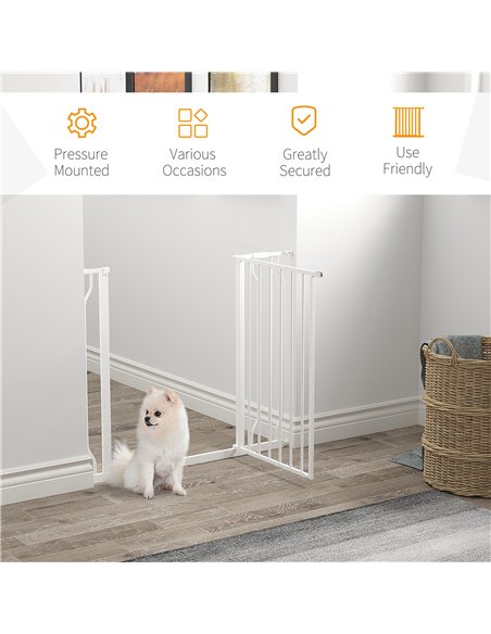 PawHut Wide Dog Safety Gate, with Door Pressure, for Doorways, Hallways, Staircases - White - pic 143557 | FastDaddyshop