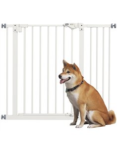 PawHut Metal 74-94cm Wide Adjustable Dog Gate White