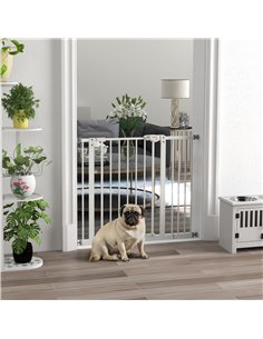 PawHut Metal 74-94cm Wide Adjustable Dog Gate White 2