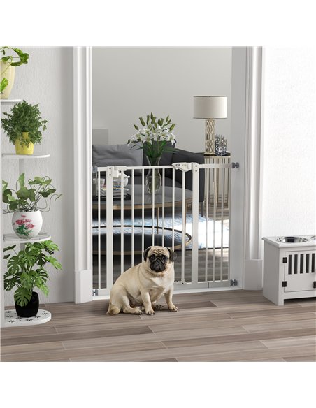 PawHut Metal 74-94cm Wide Adjustable Dog Gate White - pic 143562 | FastDaddyshop