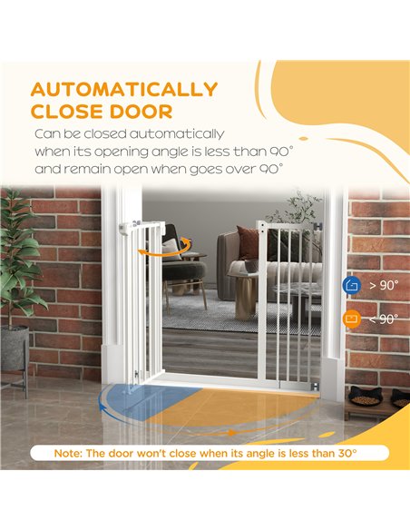 PawHut Metal 74-94cm Wide Adjustable Dog Gate White - pic 143565 | FastDaddyshop