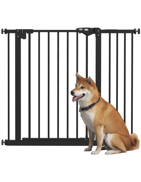 PawHut Metal 74-94cm Wide Adjustable Dog Gate Black - pic 143570 | FastDaddyshop