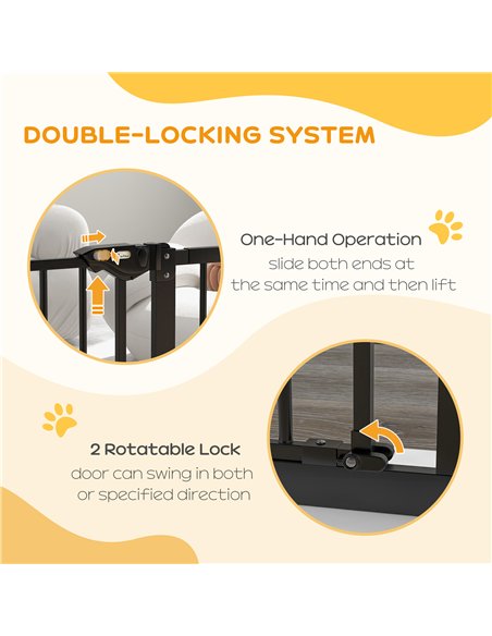 PawHut Metal 74-94cm Wide Adjustable Dog Gate Black - pic 143573 | FastDaddyshop