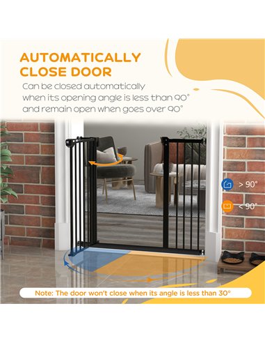 PawHut Metal 74-94cm Wide Adjustable Dog Gate Black