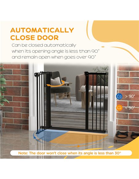 PawHut Metal 74-94cm Wide Adjustable Dog Gate Black - pic 143574 | FastDaddyshop