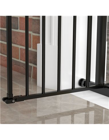 PawHut Metal 74-94cm Wide Adjustable Dog Gate Black