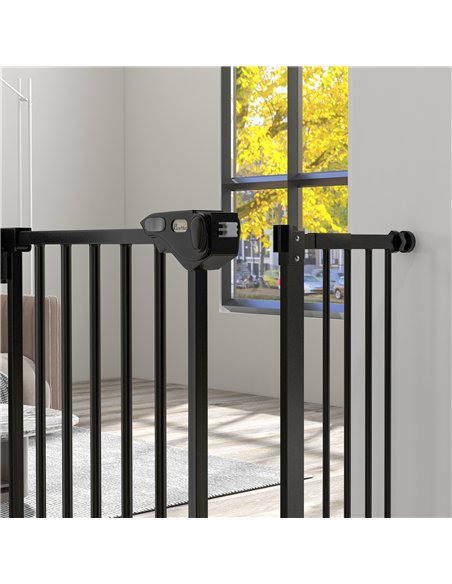 PawHut Metal 74-94cm Wide Adjustable Dog Gate Black - pic 143578 | FastDaddyshop