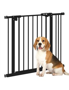 PawHut Metal 74-87cm Wide Adjustable Dog Gate Black