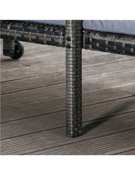 Outsunny Outdoor PE Rattan Sun Lounger with 5-Level Adjustable Backrest and 2 Wheels, Mixed Grey - pic 14358 | FastDaddyshop