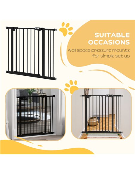 PawHut Metal 74-87cm Wide Adjustable Dog Gate Black - pic 143585 | FastDaddyshop