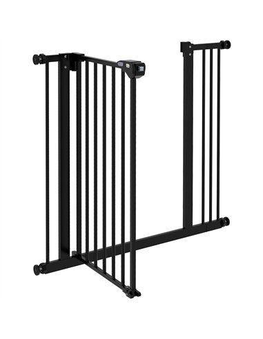 PawHut Metal 74-87cm Wide Adjustable Dog Gate Black