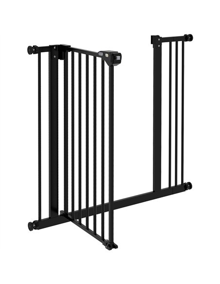 PawHut Metal 74-87cm Wide Adjustable Dog Gate Black - pic 143586 | FastDaddyshop
