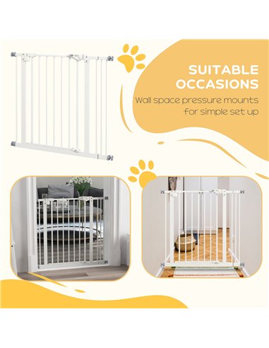 PawHut Metal 74-87cm Wide Adjustable Dog Gate White