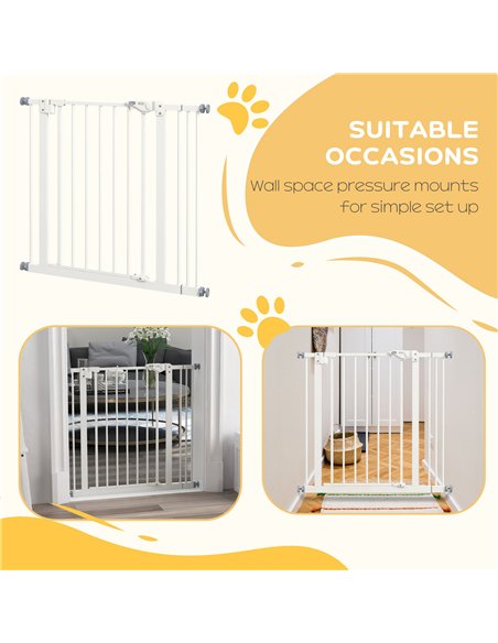 PawHut Metal 74-87cm Wide Adjustable Dog Gate White - pic 143603 | FastDaddyshop