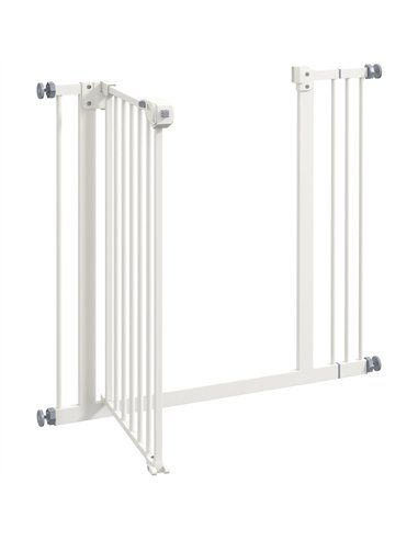 PawHut Metal 74-87cm Wide Adjustable Dog Gate White
