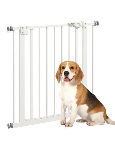 PawHut Metal 74-80cm Wide Adjustable Dog Gate White - pic 143606 | FastDaddyshop