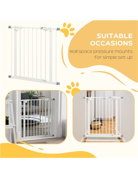 PawHut Metal 74-80cm Wide Adjustable Dog Gate White - pic 143611 | FastDaddyshop
