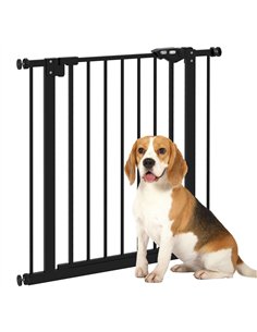 PawHut Metal 74-80cm Wide Adjustable Dog Gate Black