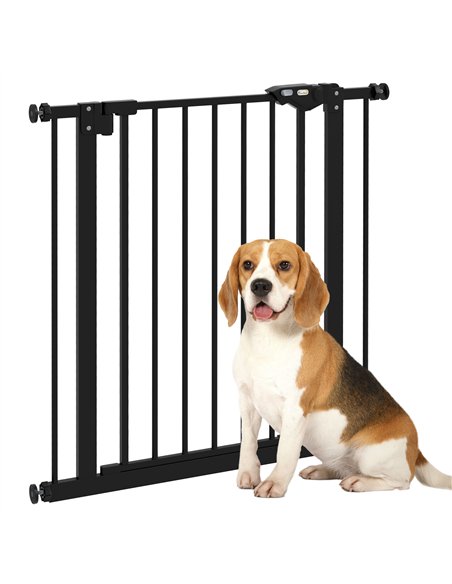 PawHut Metal 74-80cm Wide Adjustable Dog Gate Black - pic 143615 | FastDaddyshop