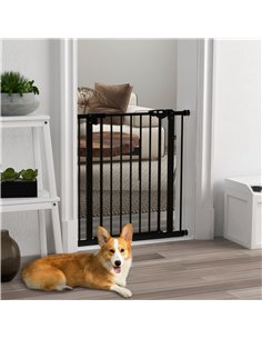PawHut Metal 74-80cm Wide Adjustable Dog Gate Black 2