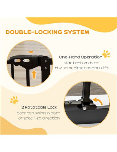 PawHut Metal 74-80cm Wide Adjustable Dog Gate Black