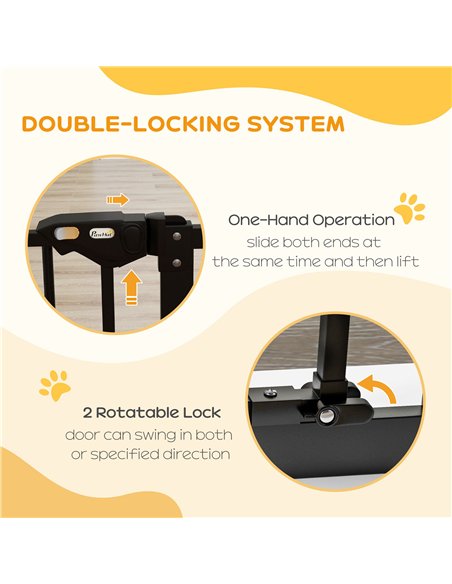 PawHut Metal 74-80cm Wide Adjustable Dog Gate Black - pic 143618 | FastDaddyshop