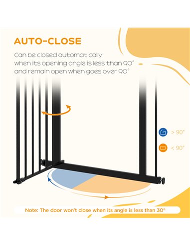 PawHut Metal 74-80cm Wide Adjustable Dog Gate Black
