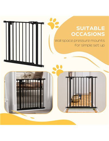 PawHut Metal 74-80cm Wide Adjustable Dog Gate Black