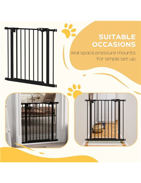 PawHut Metal 74-80cm Wide Adjustable Dog Gate Black - pic 143620 | FastDaddyshop