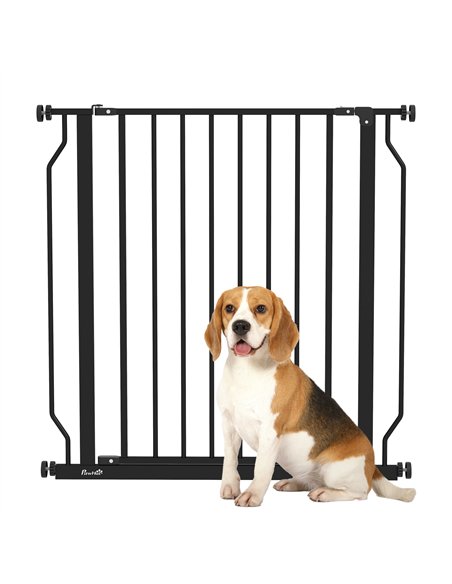 PawHut Extra Wide Dog Safety Gate, with Door Pressure, for Doorways, Hallways, Staircases - Black - pic 143633 | FastDaddyshop