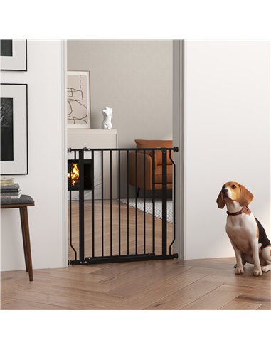PawHut Extra Wide Dog Safety Gate, with Door Pressure, for Doorways, Hallways, Staircases - Black