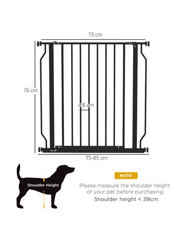 PawHut Extra Wide Dog Safety Gate, with Door Pressure, for Doorways, Hallways, Staircases - Black