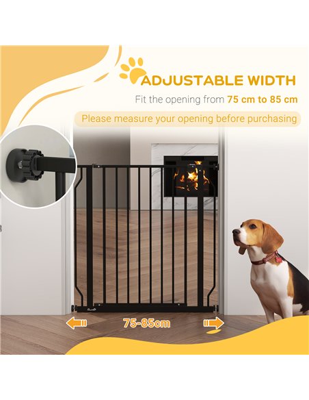 PawHut Extra Wide Dog Safety Gate, with Door Pressure, for Doorways, Hallways, Staircases - Black - pic 143637 | FastDaddyshop