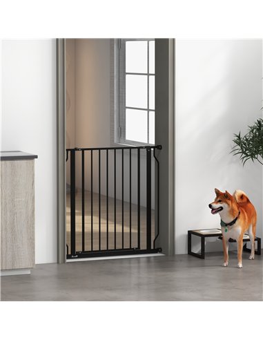 PawHut Extra Wide Dog Safety Gate, with Door Pressure, for Doorways, Hallways, Staircases - Black
