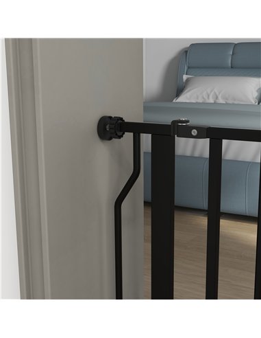 PawHut Extra Wide Dog Safety Gate, with Door Pressure, for Doorways, Hallways, Staircases - Black